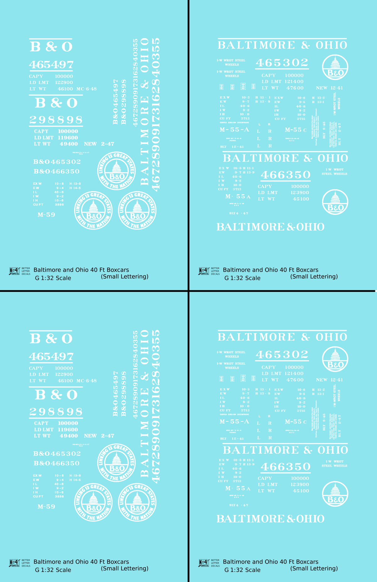 Baltimore and Ohio 40 Ft Boxcar White Small Lettering