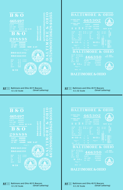 Baltimore and Ohio 40 Ft Boxcar White Small Lettering
