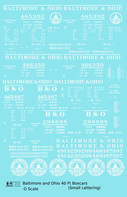 Baltimore and Ohio 40 Ft Boxcar White Small Lettering