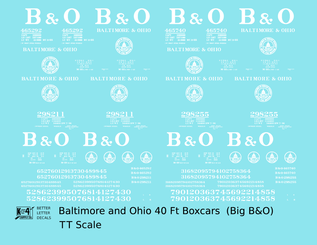 Baltimore and Ohio 40 Ft Boxcar White Big B&O