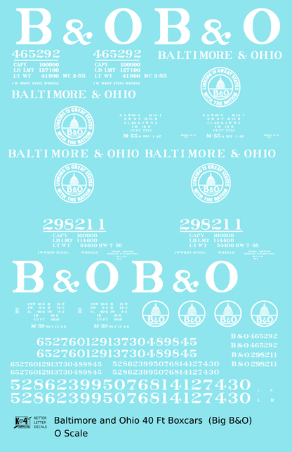 Baltimore and Ohio 40 Ft Boxcar White Big B&O