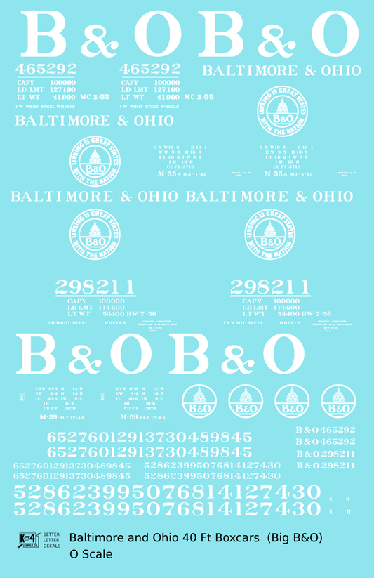 Baltimore and Ohio 40 Ft Boxcar White Big B&O