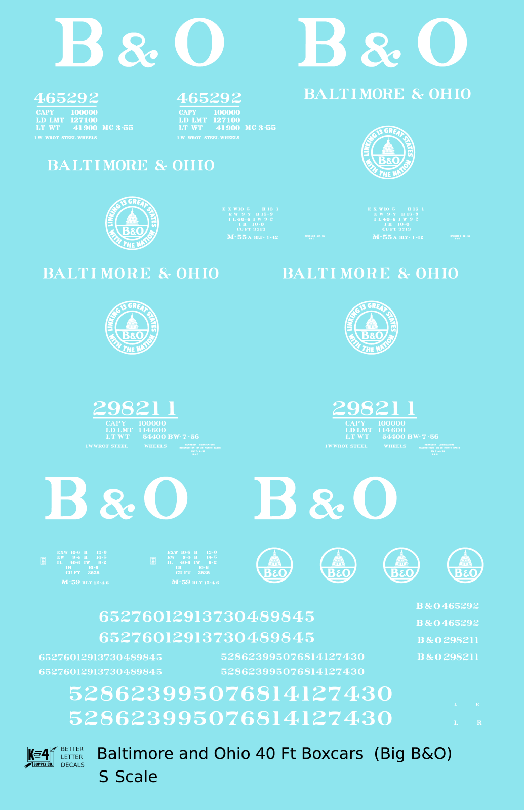 Baltimore and Ohio 40 Ft Boxcar White Big B&O