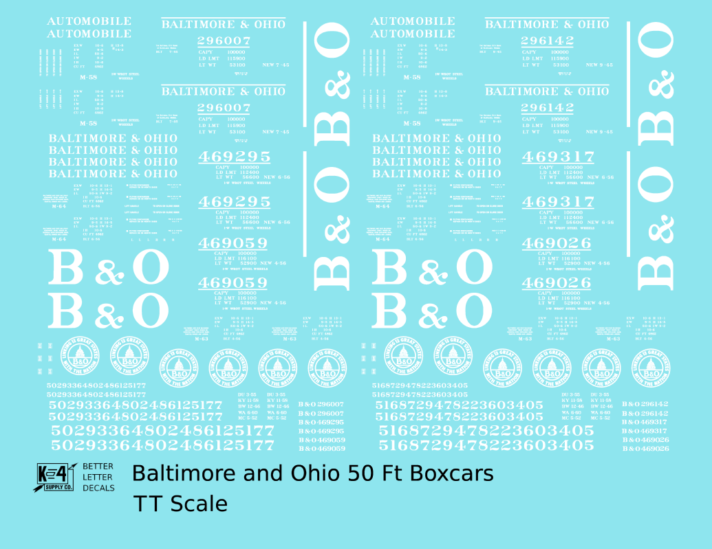 Baltimore and Ohio 50 Ft Boxcar White