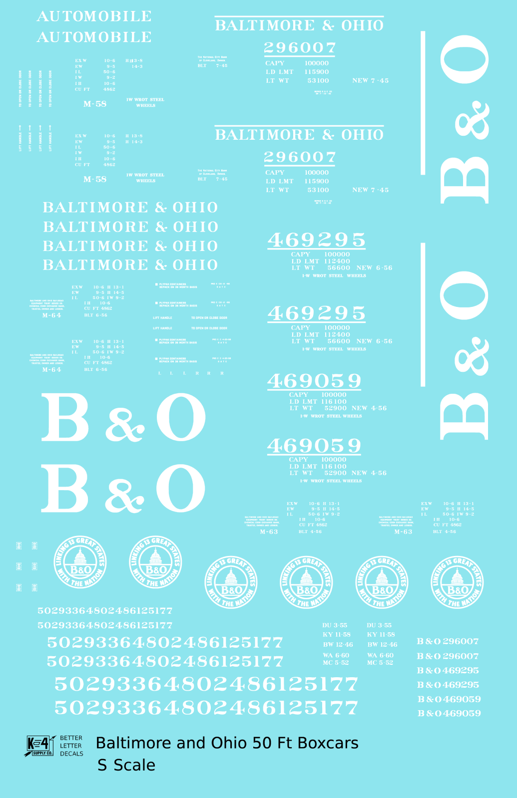 Baltimore and Ohio 50 Ft Boxcar White