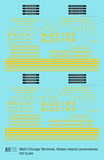 B&O Chicago Terminal and Staten Island B&OCT SIRT Diesel Switcher Locomotive Yellow  - Decal - Choose Scale