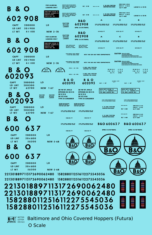 Baltimore and Ohio Covered Hopper Black Futura Lettering