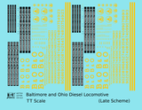 Baltimore and Ohio Diesel Locomotive Yellow Late B & O Scheme - Decal - Choose Scale