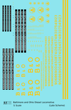 Baltimore and Ohio Diesel Locomotive Yellow Late B & O Scheme - Decal - Choose Scale
