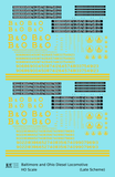 Baltimore and Ohio Diesel Locomotive Yellow Late B & O Scheme - Decal - Choose Scale