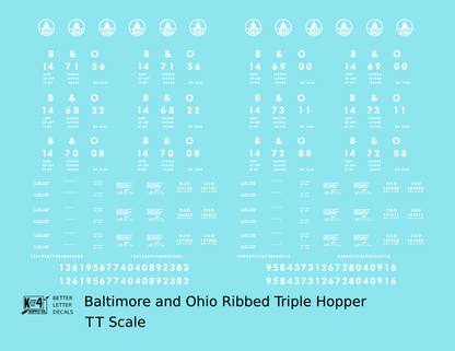 Baltimore and Ohio Ribbed Triple Hopper White Futura Font