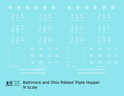 Baltimore and Ohio Ribbed Triple Hopper White Futura Font