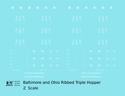 Baltimore and Ohio Ribbed Triple Hopper White Futura Font