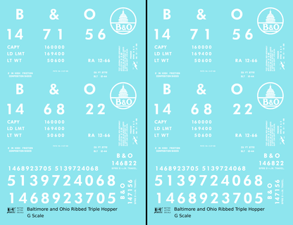 Baltimore and Ohio Ribbed Triple Hopper White Futura Font
