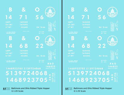 Baltimore and Ohio Ribbed Triple Hopper White Futura Font