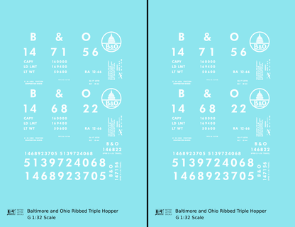Baltimore and Ohio Ribbed Triple Hopper White Futura Font