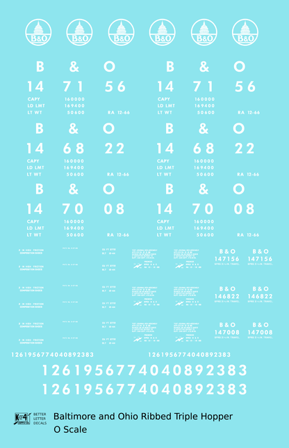 Baltimore and Ohio Ribbed Triple Hopper White Futura Font
