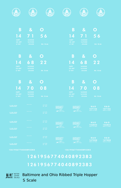 Baltimore and Ohio Ribbed Triple Hopper White Futura Font