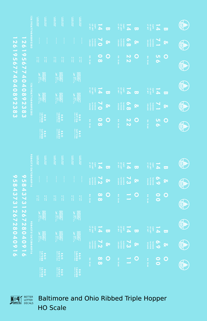 Baltimore and Ohio Ribbed Triple Hopper White Futura Font