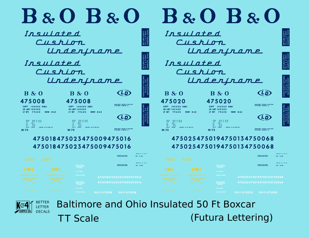 Baltimore and Ohio Insulated Boxcar Dark Blue Futura Lettering