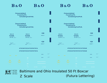 Baltimore and Ohio Insulated Boxcar Dark Blue Futura Lettering