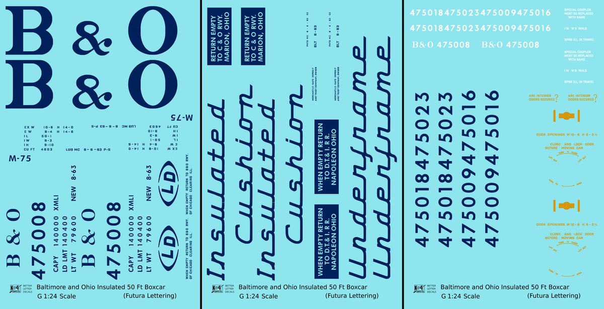 Baltimore and Ohio Insulated Boxcar Dark Blue Futura Lettering