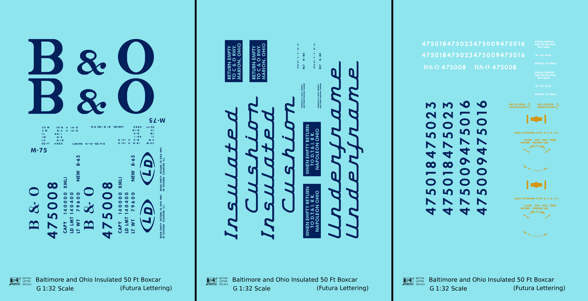 Baltimore and Ohio Insulated Boxcar Dark Blue Futura Lettering