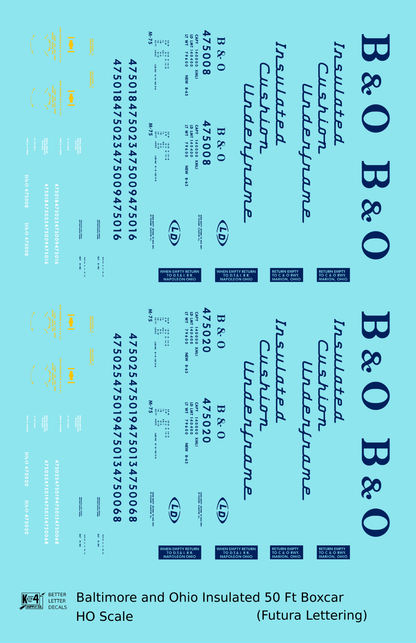 Baltimore and Ohio Insulated Boxcar Dark Blue Futura Lettering