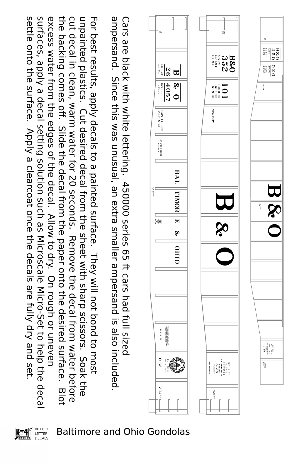 Baltimore and Ohio Gondola White Roman Lettering