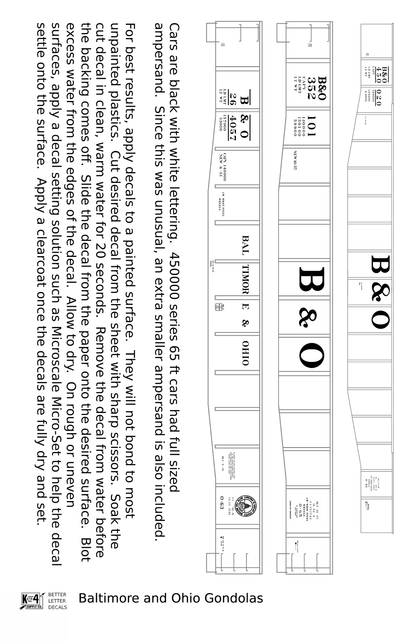 Baltimore and Ohio Gondola White Roman Lettering