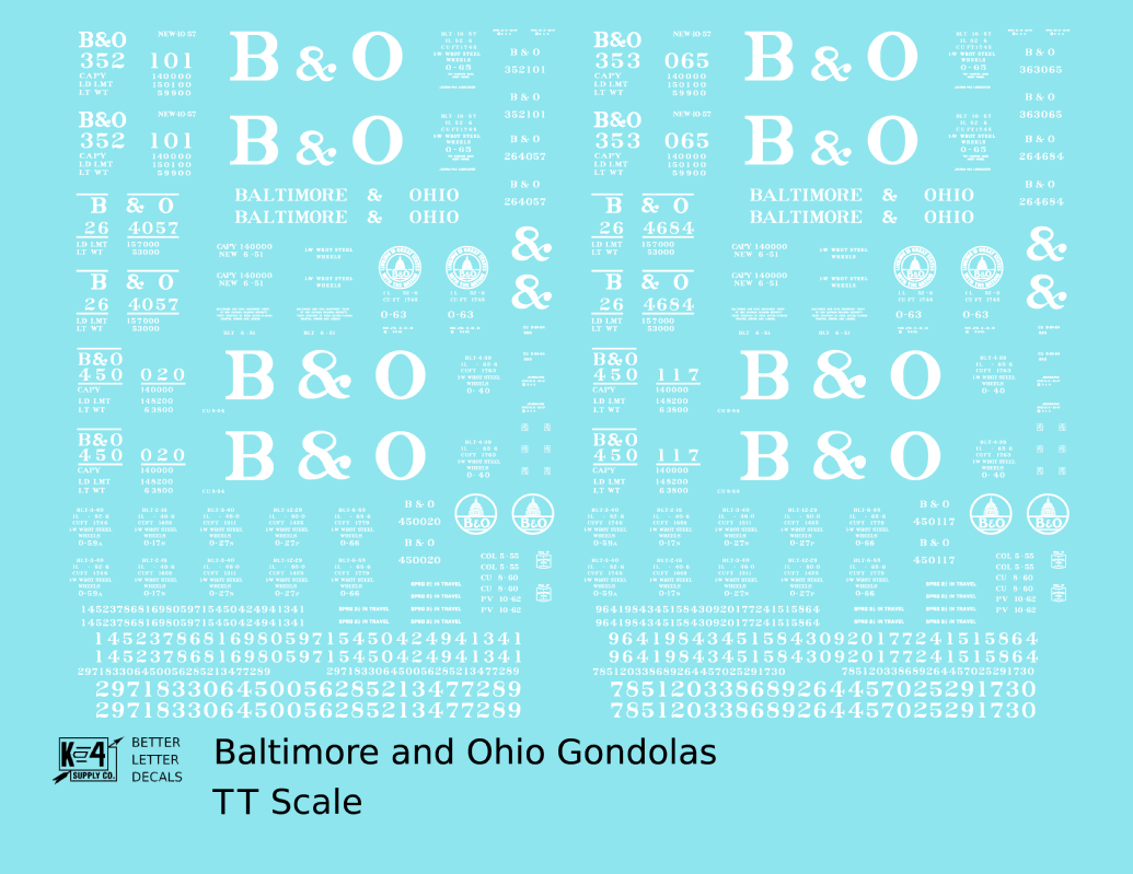 Baltimore and Ohio Gondola White Roman Lettering