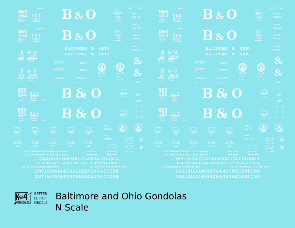 Baltimore and Ohio Gondola White Roman Lettering