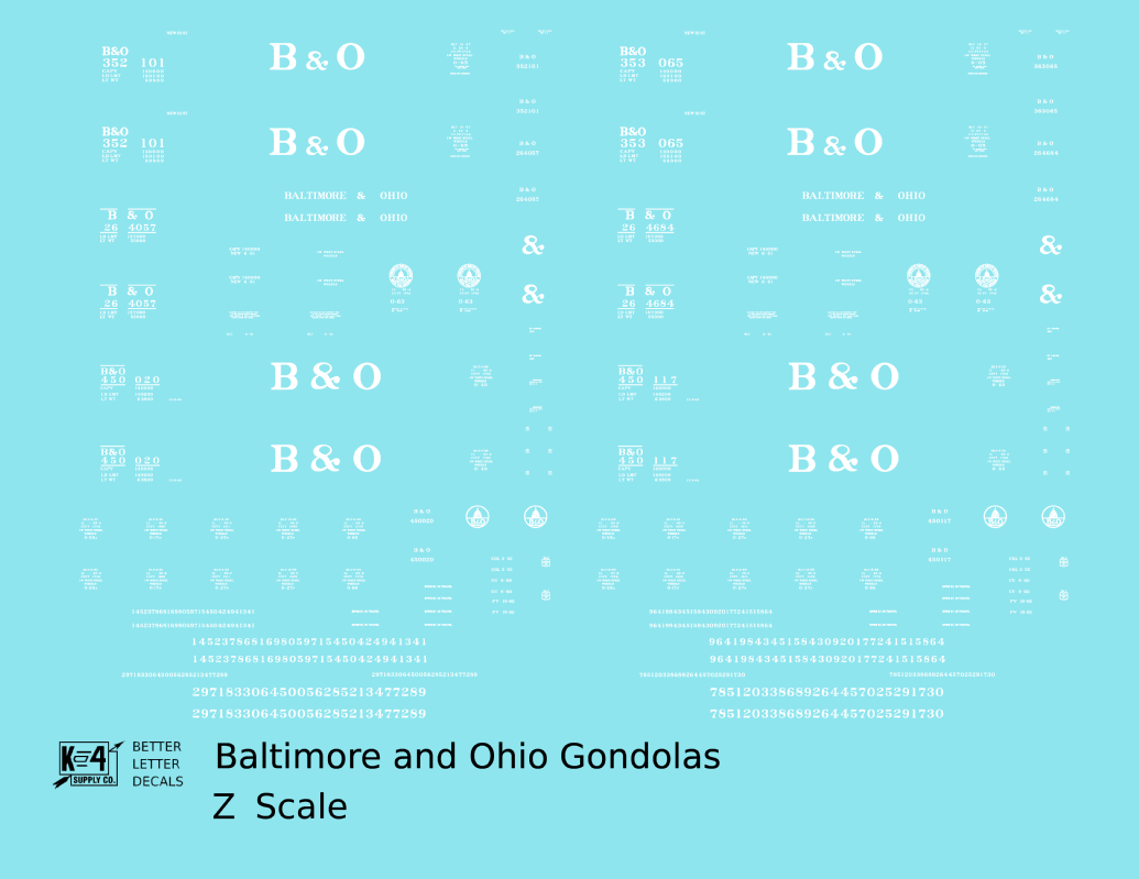 Baltimore and Ohio Gondola White Roman Lettering
