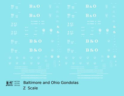 Baltimore and Ohio Gondola White Roman Lettering