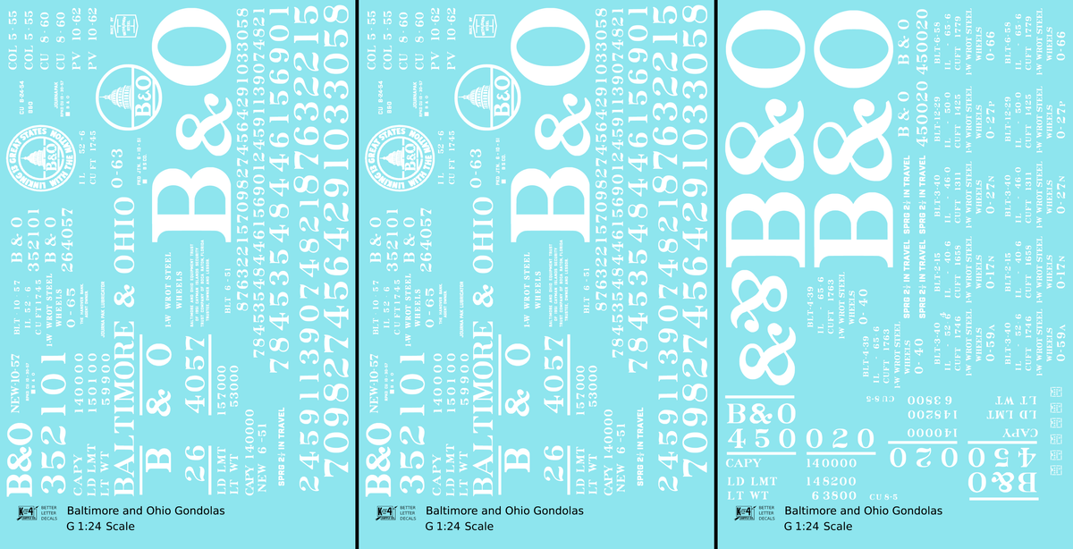 Baltimore and Ohio Gondola White Roman Lettering