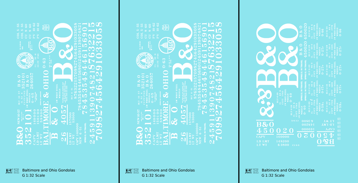 Baltimore and Ohio Gondola White Roman Lettering