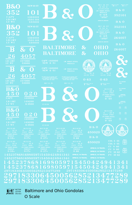 Baltimore and Ohio Gondola White Roman Lettering