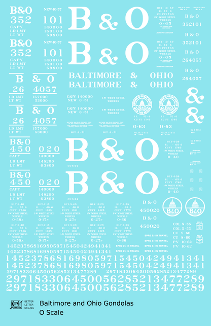 Baltimore and Ohio Gondola White Roman Lettering