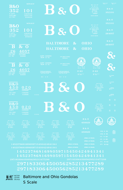 Baltimore and Ohio Gondola White Roman Lettering