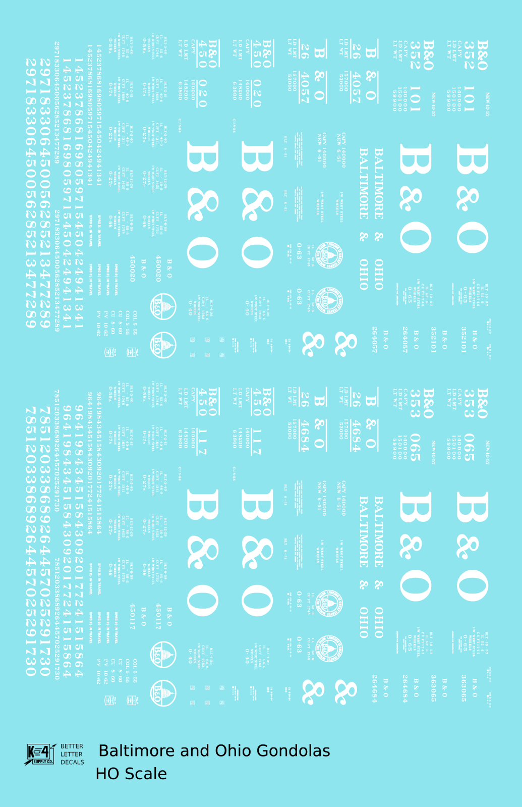 Baltimore and Ohio Gondola White Roman Lettering