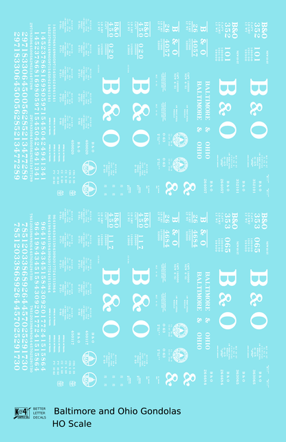 Baltimore and Ohio Gondola White Roman Lettering