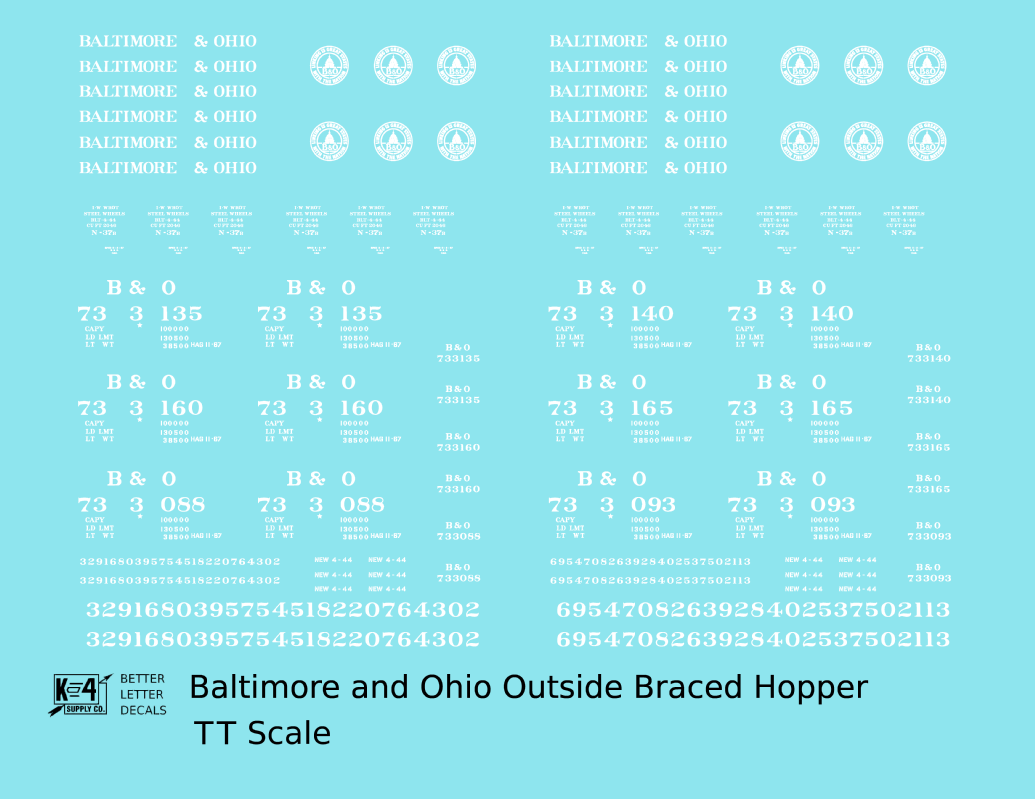 Baltimore and Ohio Diagonally Braced Twin Hopper White