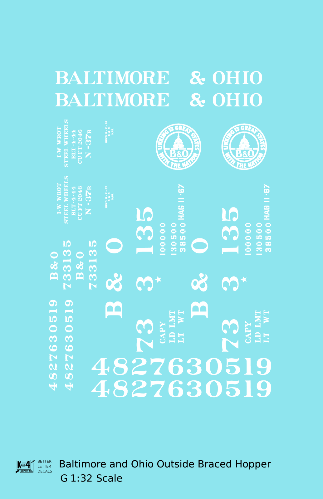 Baltimore and Ohio Diagonally Braced Twin Hopper White