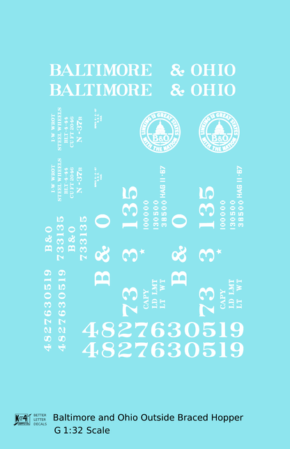 Baltimore and Ohio Diagonally Braced Twin Hopper White