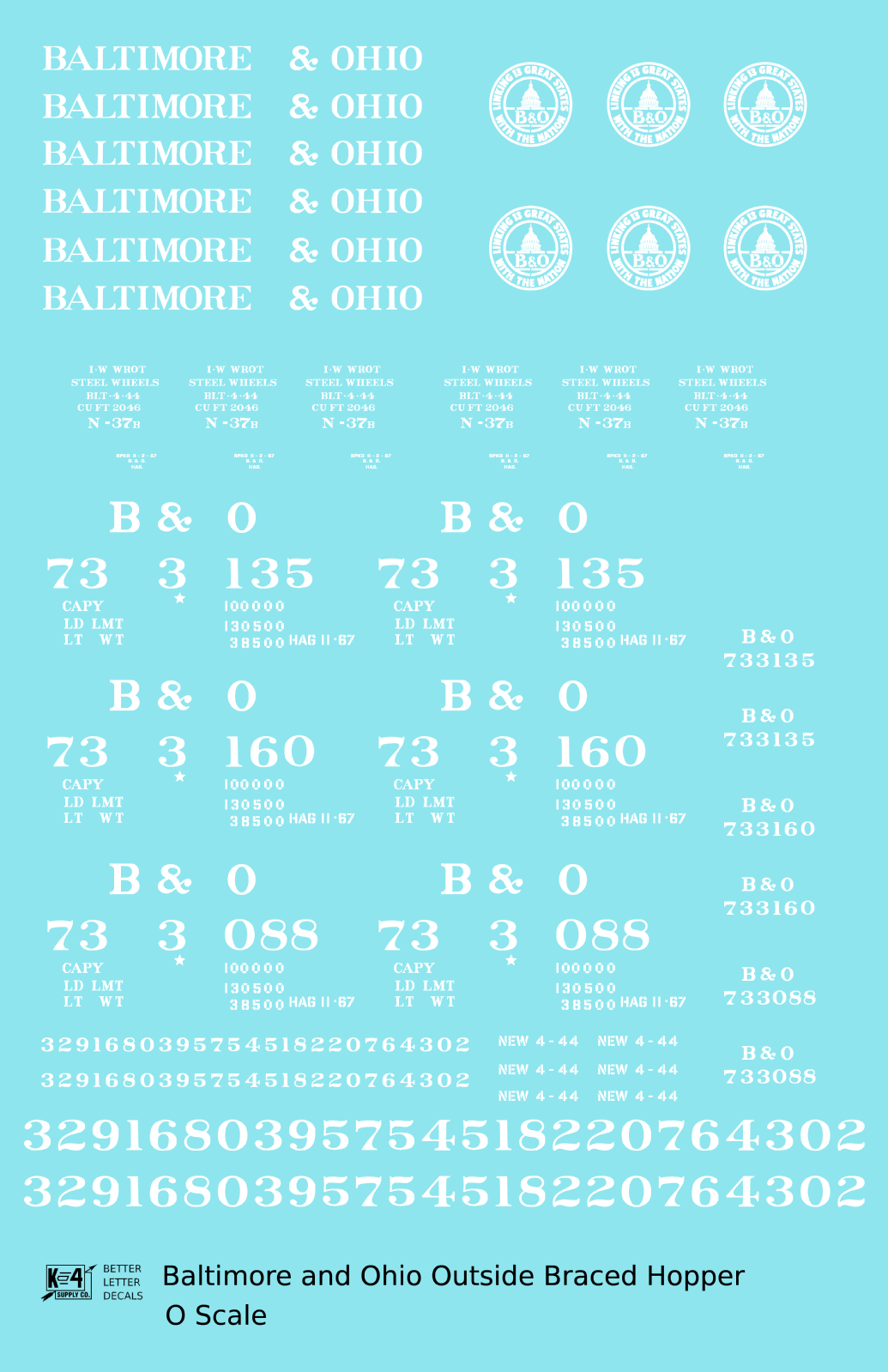Baltimore and Ohio Diagonally Braced Twin Hopper White