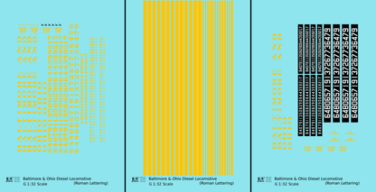 Baltimore and Ohio Diesel Locomotive Yellow Early Freight Scheme - Decal - Choose Scale