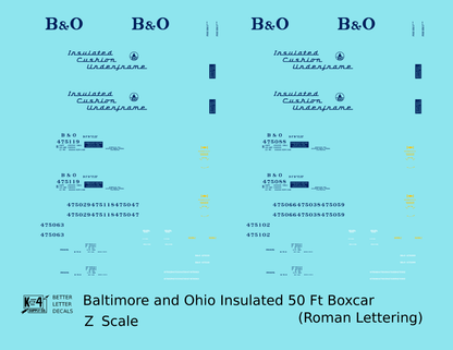 Baltimore and Ohio Insulated Boxcar Dark Blue Roman Lettering