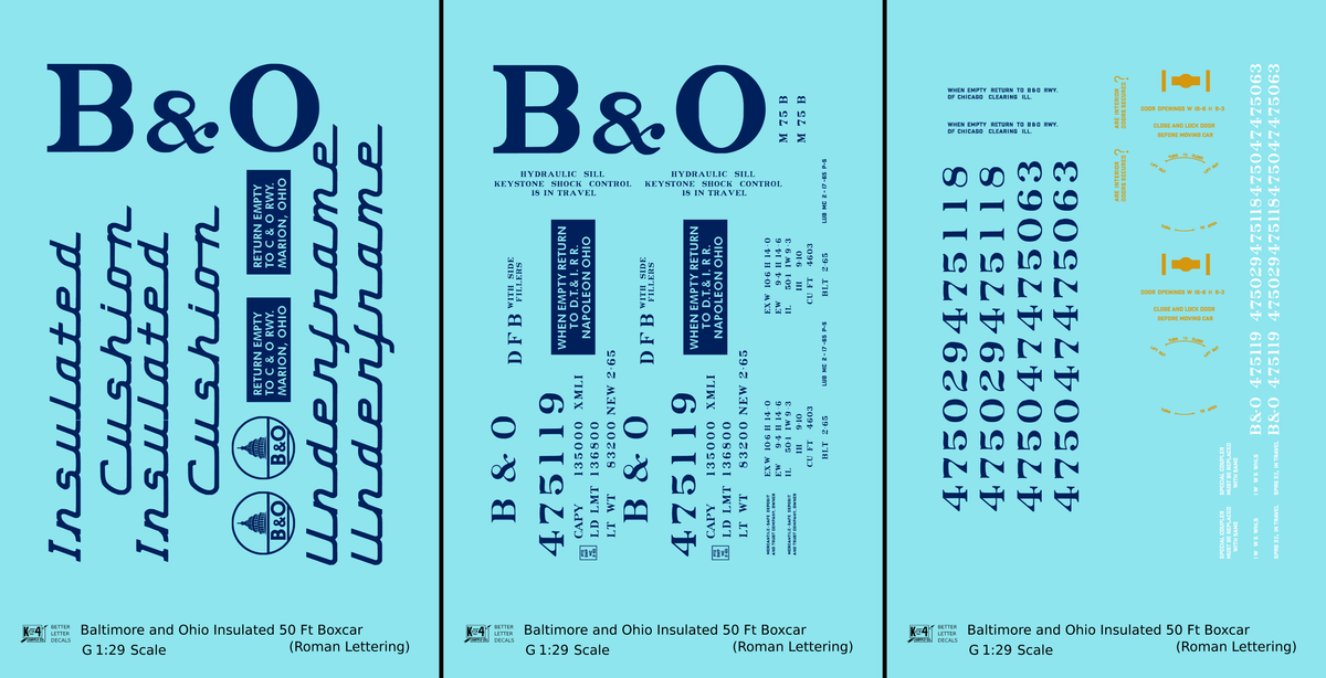 Baltimore and Ohio Insulated Boxcar Dark Blue Roman Lettering