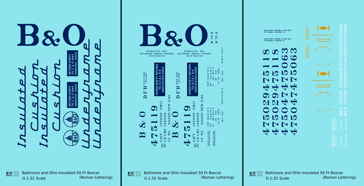 Baltimore and Ohio Insulated Boxcar Dark Blue Roman Lettering