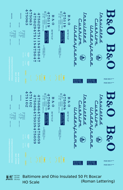 Baltimore and Ohio Insulated Boxcar Dark Blue Roman Lettering